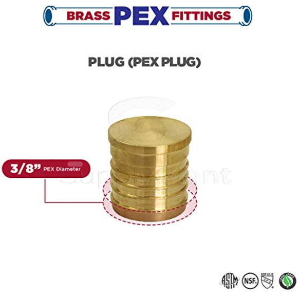 Supply Giant FQQM0038-5 PEX Barb Plug End Cap Pipe Fitting, 3/8