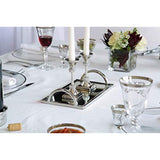 Elegant Silver Mirror Tray - with Chrome Edging and Handles - Rectangle Vanity Tray - Ideal for Ottoman, Coffee Table, Perfume Set, Living Room, Dining Room, Whiskey Decanter Set. 16 x 10 Inches