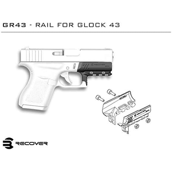 ReCover Tactical GR42 AND GR43 Picatinny Rail for the Glock 42, 43, 43x, 48 - Easy Installation, No Mods Required to your Firearm, no Need for a Gunsmith. Installs in Under 3 Minutes (Glock 43/43X/48)