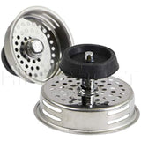 Highcraft 9843-2 Stainless Steel Kitchen Sink Strainer Basket Replacement for Standard Drains (3-1/2 Inch) -Universal Style Rubber Stopper (Pack of 2)