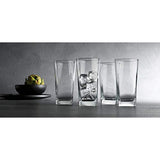 Drinking Glasses Set of 4 - Highball Glasses, Heavy Base Durable Glass Cups for Water, Wine, Beer, Cocktails and Mixed Drinks | Round Top, Square Bottom Glassware Set