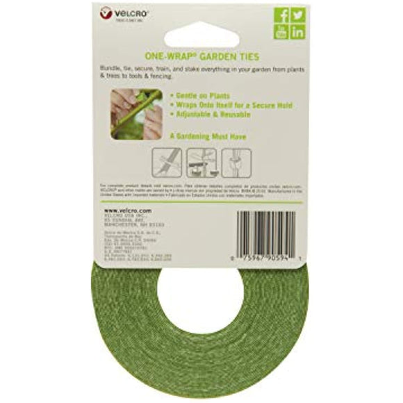 VELCRO Brand 90594 ONE-WRAP Garden Ties | Plant Supports for Effective Growing | Strong G, 30 ft x 1/2 in, Green