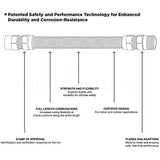 Flextron FTGC-YC38-48 46" Flexible Epoxy Coated Gas Line Connector with 1/2" Outer Diameter and Nut Fittings, Yellow/Stainless Steel