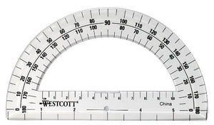 ACME UNITED 11200 Westcott 6-Inch Plastic 180 Degree Protractor, Clear