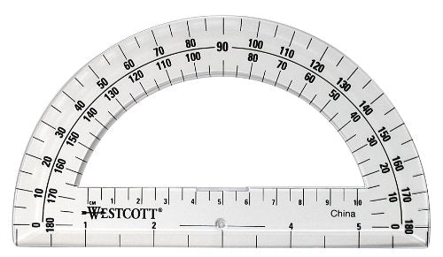 ACME UNITED 11200 Westcott 6-Inch Plastic 180 Degree Protractor, Clear