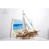 UGEARS 3D Puzzles for Adults Trimaran Merihobus - Wooden Mechanical Models Construction Craft Kits for Adults