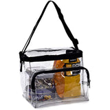 Clear Lunch Bag - Durable PVC Plastic See Through Lunch Bag with Adjustable Shoulder Strap Handle for Prison Correctional Officers, Work, School, Stadium Approved, Freezer Proof and Lead Free (Medium)