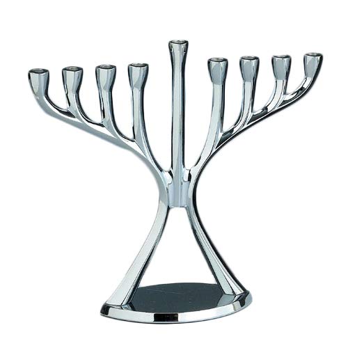 Rite Lite Antique Aluminum Shiny Silver Hanukkah Menorah, 9 inch Aluminum - Modern & Luxurious Candleholder Jewish Holiday Party Favors Decorations Judaica Festival of Lights Gifts Menora