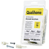 #8 Self Drilling Drywall Plastic Anchors with Screws - No Pre Drill Hole Preparation Required - 75 Lbs (50 Pack)