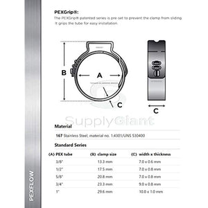 SUPPLY GIANT QYLU-DS34-70 Oetiker Style Pinch Clamps Pex Cinch Rings 1/2 INCH, Stainless Steel Pack of 50