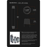 Supply Giant 1-1/4 Inch Galvanized Pipe, One And Quarter Inch Malleable Steel Pipes Fitting Build DIY Vintage Furniture, 1-1/4" x 30" (Pack Of 5)