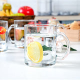 6-Pack Glass Coffee Infusion Mugs with Handle, Clear Glass Teacups Mugs, Coffee Cups Perfect for Cappuccino, Latte, Tea, Espresso, Dishwasher Safe Glass Mugs for WARM OR COLD BEVERAGES ONLY.