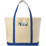 Handy Laundry Canvas Tote Beach Bag - Large Bags with Shoulder Straps, Strong Enough to Carry Beach Gear and Wet Towels. Front Pocket, Zippered Top Closure. (Royal Blue)