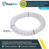 SharkBite U855W100 PEX Pipe 3/8 Inch, White, Flexible Water Pipe Tubing, Potable