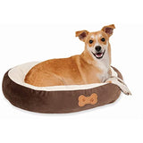 Aspen Pet Oval Cuddler Pet Bed for Small Breeds 20-inch by 16-inch Chocolate Brown