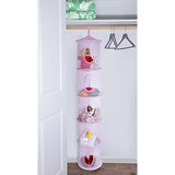 5 Tier Storage Organizer - 12" X 59" - Hang in Your Children’s Room or Closet for a Fun Way to Organize Kids Toys or Store Gloves, Shawls, Hats and Mittens. Attaches Easily to Any Rod. (Pink)
