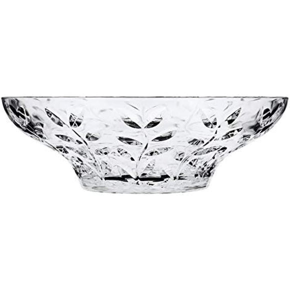 Elegant Crystal Round Bowl with Beautiful leaf design, Serving Bowl, Centerpiece For Home,Office,Wedding Decor, Fruit, Snack, Dessert, Server