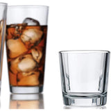 Clear Drinking Glasses Set of 16, Durable Heave Base Glass Cups, 8 Highball Cocktail Glasses, and 8 Rock DOF Whiskey Glasses - Beer Glasses Ideal for Water, Juice, Wine, and Everyday Cocktails