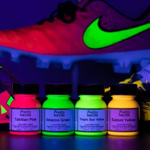 Angelus Neon Leather Paint Tropic Sun Yellow, 1oz