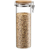 Le'raze Airtight Glass Food Storage Jars Containers, 3 Tall Cookies Jars with Bamboo Clamp Lid, Canisters for Kitchen, Bathroom & Pantry Organization, Ideal for Flour, Cereal, Sugar, Coffee & More
