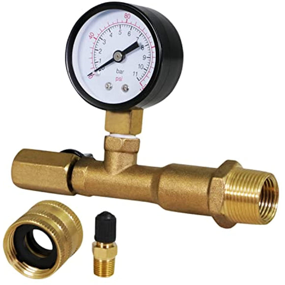 Supply Giant QUL 0-160 PSI Water Pressure Test Kit with Snifter Valve and Swivel Hose Connector, Brass