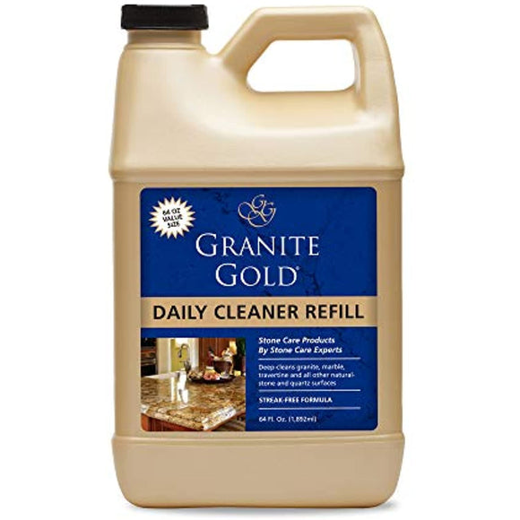 Granite Gold Daily Cleaner Refill Streak-Free Cleaning for Granite, Marble, Travertine, Quartz, Natural Stone Countertops, Floors-Made in the USA, 64 Ounces