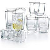 Elegant Highball Glasses [Set of 12] Drinking Glasses for Water, Juice, Beer, Wine, Whiskey, and Cocktails - Square Base with Rounded Top