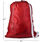 Shoulder Strap Laundry Bag - Drawstring Locking Closure, Durable Nylon Material, Large Capacity, Heavy Duty Stitching, Hands Free Carrying, Perfect for Laundromat or College Dorm. (Red | 30" x 40")