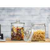 Set of 2 - Glass Canister Set for Kitchen Counter + Labels & Marker - Glass Cookie Jars with Airtight Lids - Food Storage Containers with Lids Airtight for Pantry - Flour, Sugar, Coffee, Cookies, etc.