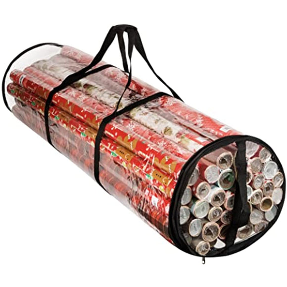 Clear Wrapping Paper Storage Bag - Transparent Design, Dual Zipper and Two
