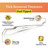 TickEase Dual-Tipped Tick Remover Tool, Tick Tweezers for Humans & Pets, First Aid Tweezers with Magnifier & Tick Testing Instructions