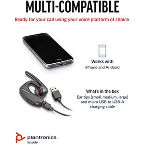 Plantronics by Poly Voyager 5200 Wireless Headset - Single-Ear Bluetooth Headset w/Noise-Canceling Mic - Ergonomic Design - Voice Controls - Lightweight - Connect to Mobile/Tablet via Bluetooth
