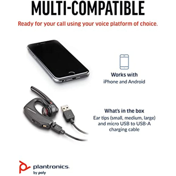 Plantronics by Poly Voyager 5200 Wireless Headset - Single-Ear Bluetooth Headset w/Noise-Canceling Mic - Ergonomic Design - Voice Controls - Lightweight - Connect to Mobile/Tablet via Bluetooth