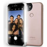 LuMee Two Selfie Phone Case, Rose Matte | LED Lighting, Variable Dimmer | Shock Absorption, Bumper Case | iPhone 8+ / iPhone 7+ / iPhone 6s+ / iPhone 6+