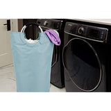 Collapsible Fabric Laundry Hamper - Portable, Foldable Large Capacity Laundry Basket, Durable Comfortable Padded Carry Handles, Self Standing Washing Bin, Folds Easily in Laundry Room Storage. (Blue)