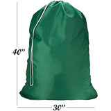 Nylon Laundry Bag - Locking Drawstring Closure and Machine Washable. These Large Bags Will Fit a Laundry Basket or Hamper and Strong Enough to Carry up to Three Loads of Clothes. (Green | 2-Pack)
