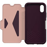 OTTERBOX Strada Series Case for iPhone Xs & iPhone X - Retail Packaging - Royal Blush (Winter Bloom/Cameo Rose)