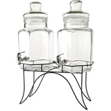 Circleware Double Beverage Dispensers with Stand and Spigot, Fun Party New Entertainment Home Kitchen Glassware Cold Drink Pitcher for Water, Punch & Iced Tea, 1.3/2.6 Gallon, Dopier