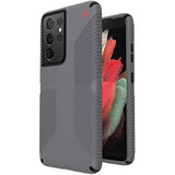 Speck Products Presidio2 Grip Samsung Galaxy S21 Ultra 5G Case, Graphite Grey/Black/Bold Red