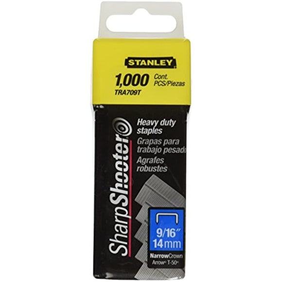 Stanley Tra709T 9/16 Inch Heavy Duty Narrow Crown Staples, Pack of 1000(Pack of 1000)