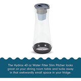Hydros | 40oz Water Filter Slim Pitcher | Powered by Fast Flo Tech | 40 Second Quick Fill-Up | 5 Cup Capacity Slim Pitcher | BPA Free | Grey