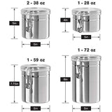 5pc Stainless Steel Canister Set with Clear Acrylic Lids & Clamp Airtight Durable & Stackable Food Storage Container for Kitchen Counter & Pantry, Tea, Sugar, Coffee, Flour, Rice, Pasta, Spices, Herbs