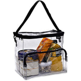 Clear Lunch Bag - Durable PVC Plastic See Through Lunch Bag with Adjustable Shoulder Strap Handle for Prison Correctional Officers, Work, School, Stadium Approved, Freezer Proof and Lead Free (Large)