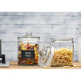 Glass Canister Set for Kitchen Counter + Labels & Marker - Set of 2 - Glass Cookie Jars with Airtight Lids - Food Storage Containers with Lids Airtight for Pantry - Flour, Sugar, Coffee, Cookies, etc.