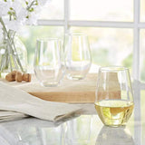 Stemless Wine Glasses [Set of 12] Elegant Wine Glass Great For White Or Red Wine, 19oz. Clear Glass