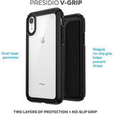 Speck Products Presidio V-Grip iPhone XR Case, Clear/Black