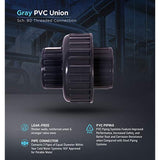 Midline Valve 582DV112 PVC Union Coupling Pipe Fitting; 1-1/2'' FIP; Grey Plastic