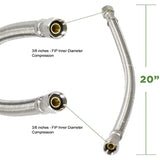 Flexcraf 27920-NL Faucet Supply Line Connects Kitchen Sink to Water Supply, Braided Faucet Connector with 3/8 In FIP Female Compression Fitting Stainless Steel 20 in