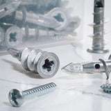 Qualihome Heavy Duty ZINC Self Drilling Drywall Anchors and Screws Kit | Includes 50 Drywall Anchors, 50 #8 1-1/4 Inch Screws & Reusable Storage Case | Anchors are Made in The USA