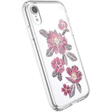 Speck Products Presidio Clear + Print iPhone XR Case, EmbroideredFloral Fuchsia/Clear